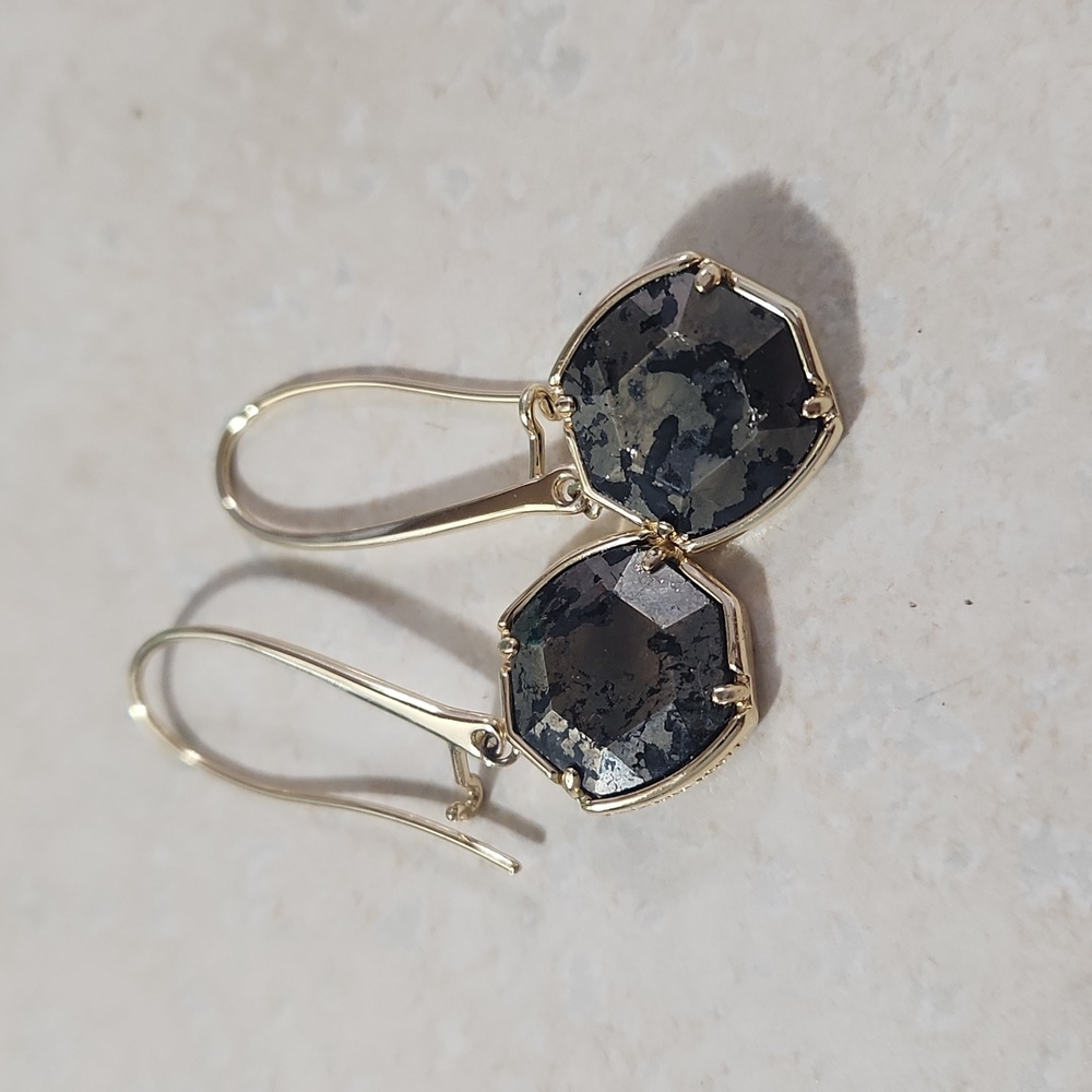 Kendra Scott Davis Drop Earrings-Gold w/ Pyrite